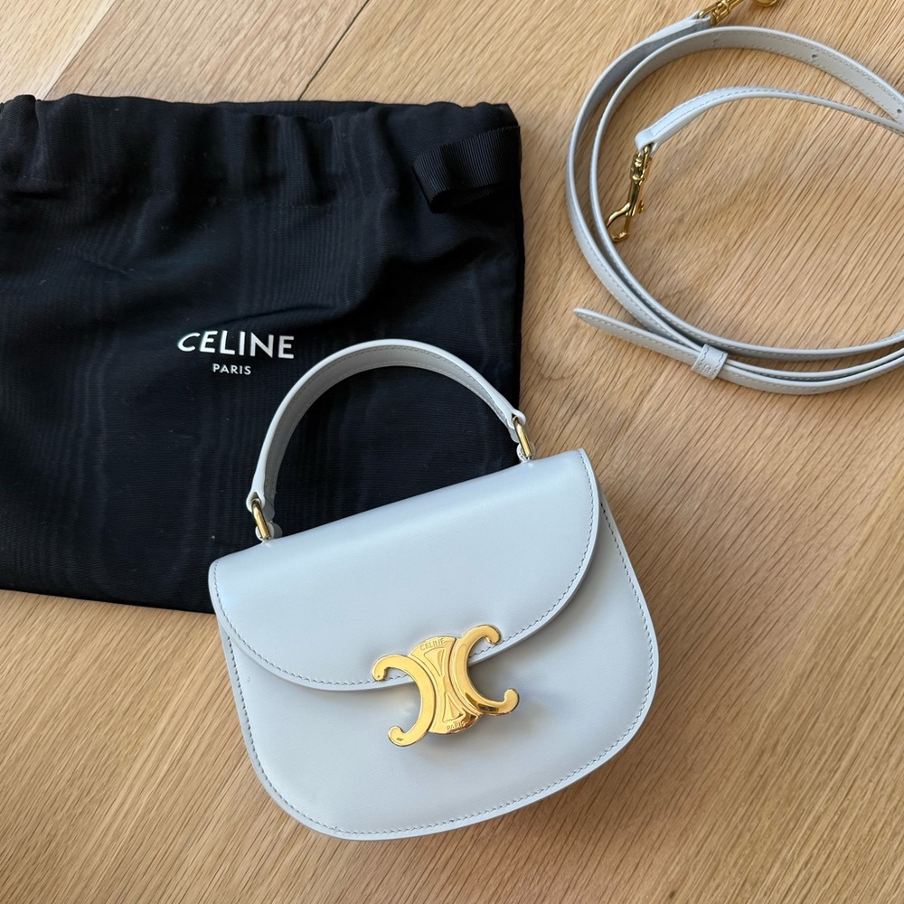 Celine Mini Besace Clea Handbag in Light Gray / Cloudy Grey with Gold Hardware - Picture 3 of 9